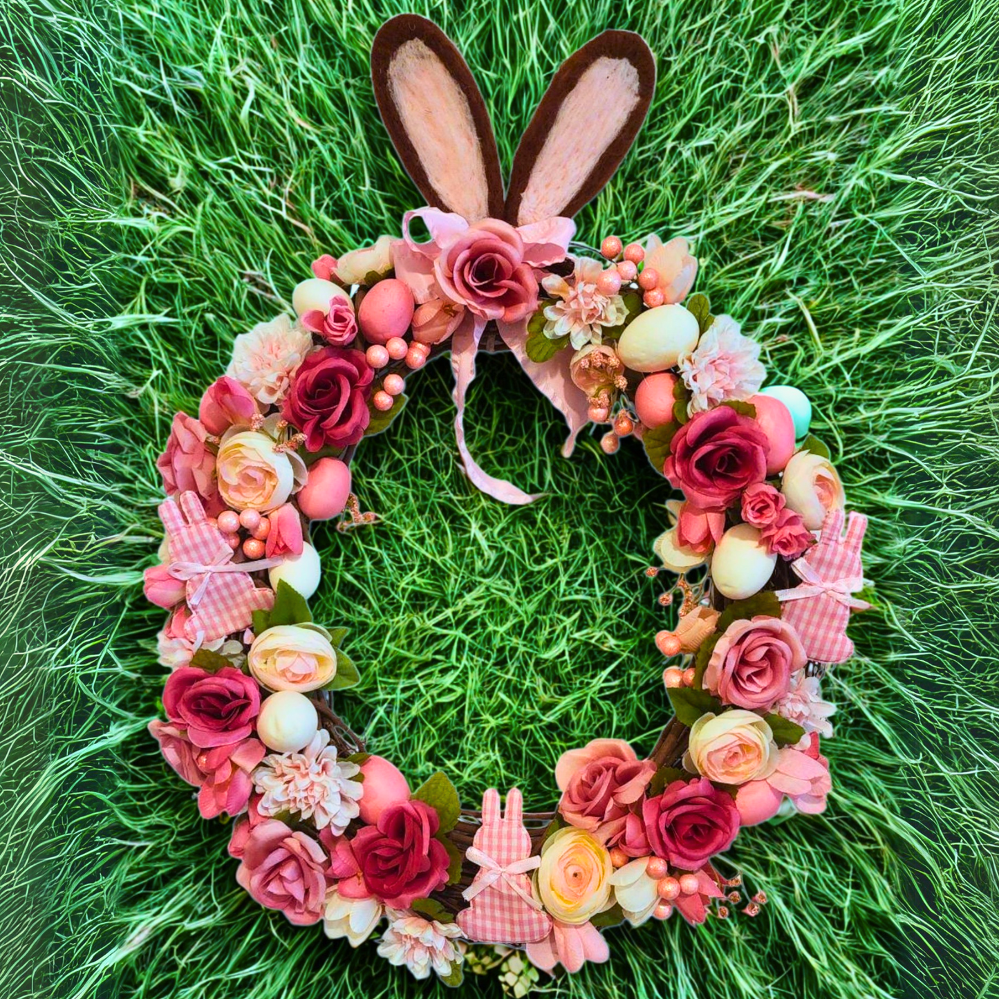 Rosy Rabbit | Pink | Spring / Easter | 18" Grapevine Wreath