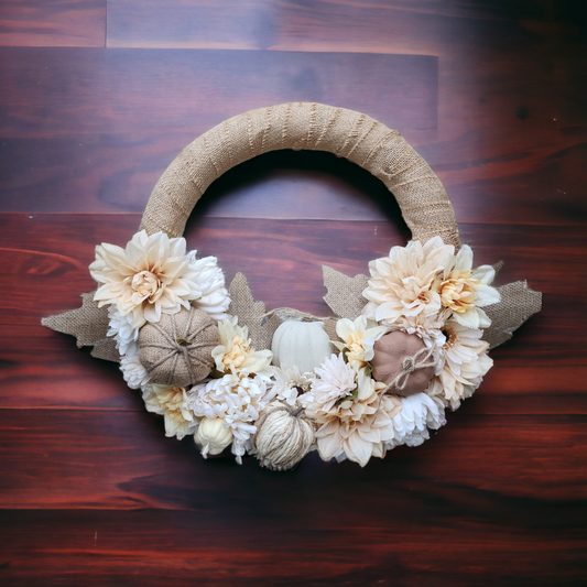 Harvest Vanille | Cream, Ivory, Tan | 18" Fall Wreath