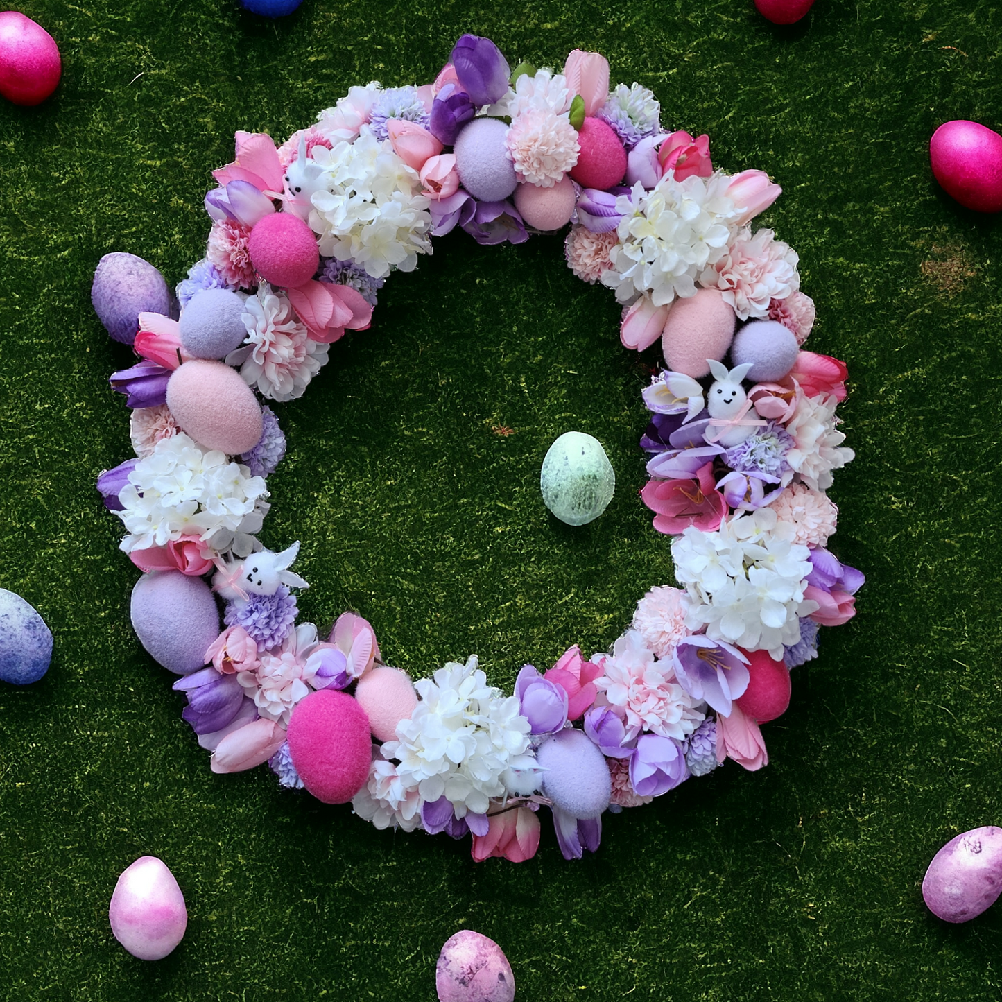 Pastel Parade | Pink Purple | Spring / Easter | 18" Wicker Wreath