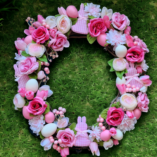 Rosy Rabbit | Pink | Spring / Easter | 18" Grapevine Wreath